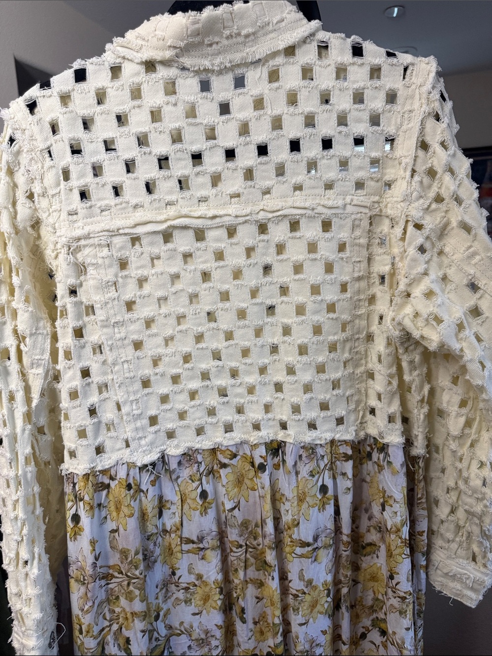 POL Cream Jean Jacket with Floral Panel - Picture 9 of 11